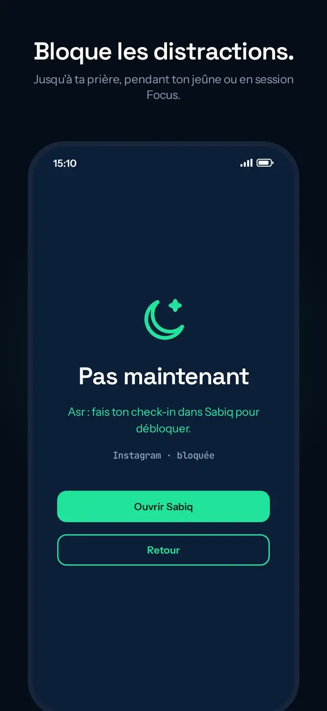 Écran de blocage du Mode Focus